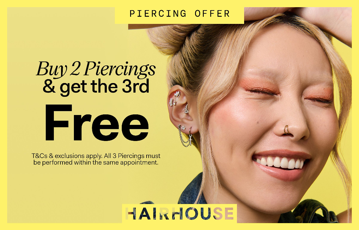 Buy 2 Piercings, Get the 3rd FREE