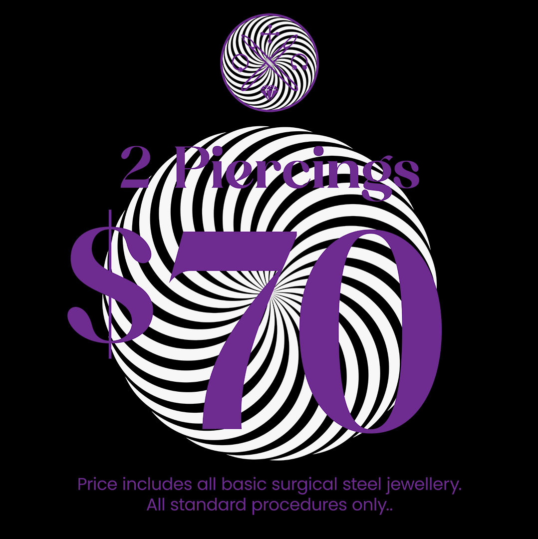 2 Piercings for $70 at Off Ya Tree!