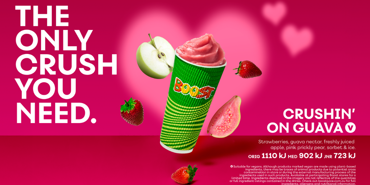 Crushin’ on Guava is here for Valentine’s Day at Boost Juice