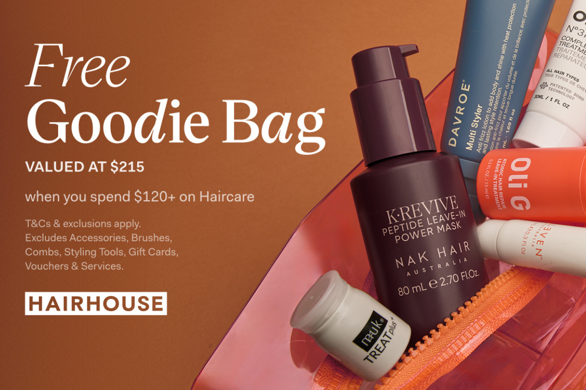 Free Goodie Bag valued at $215 when you spend $120+ on Haircare