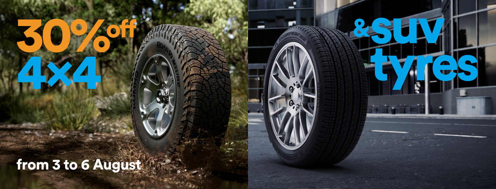 30% off SUV and 4×4 Tyre Sale at mycar Tyre & Auto