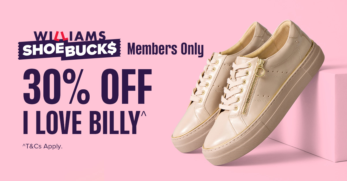 Shoebucks Members Only –  30% Off I Love Billy